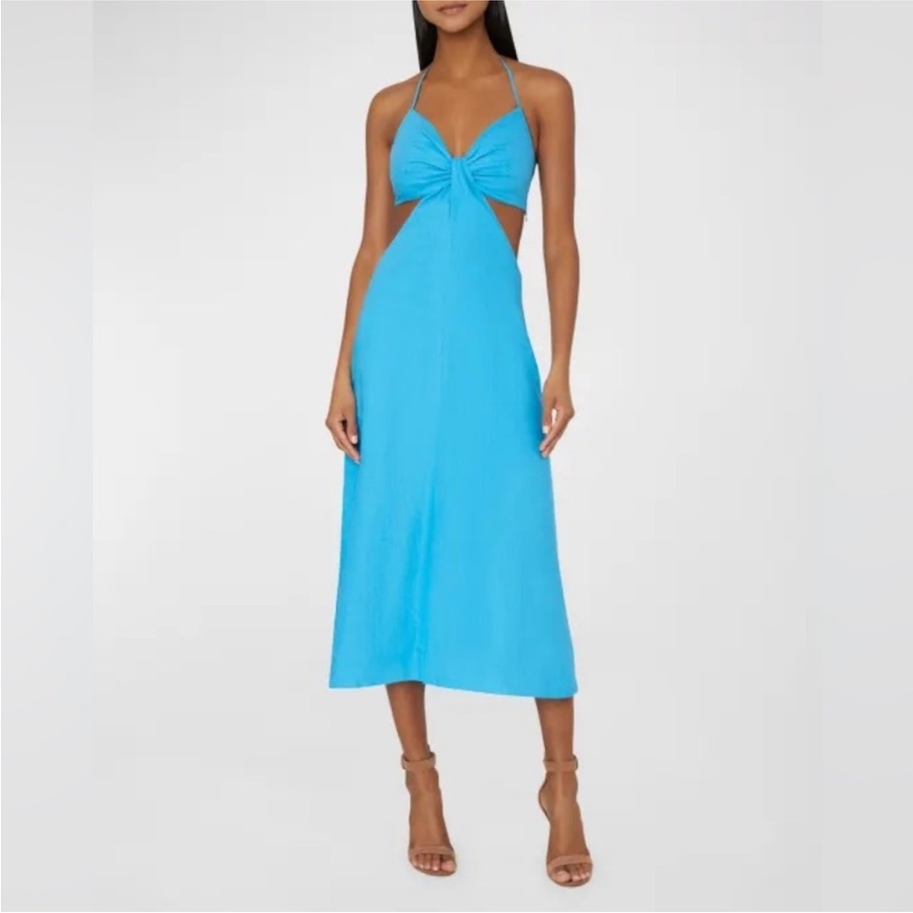 Milly blue linen midi dress